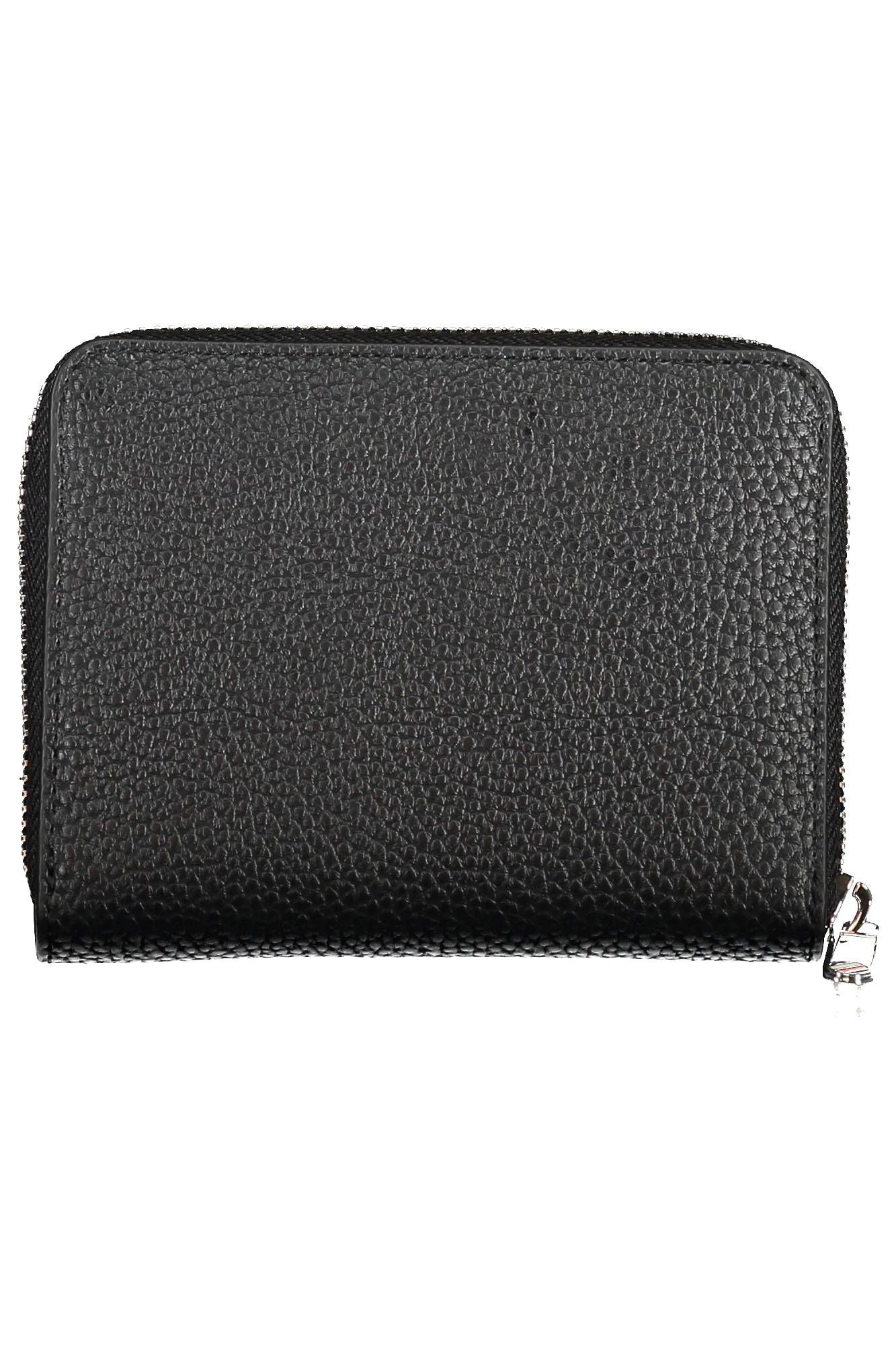 Elegant Black Polyurethane Zip Wallet