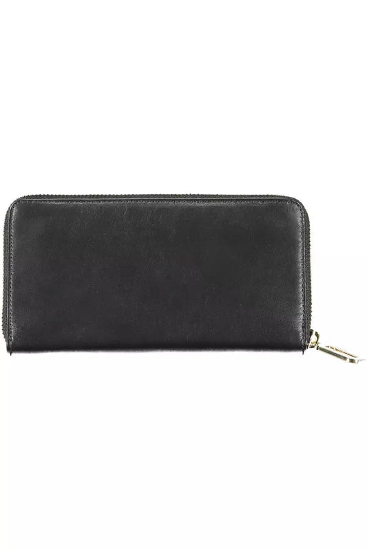 Sleek Leather Quintuple Wallet in Classic Black