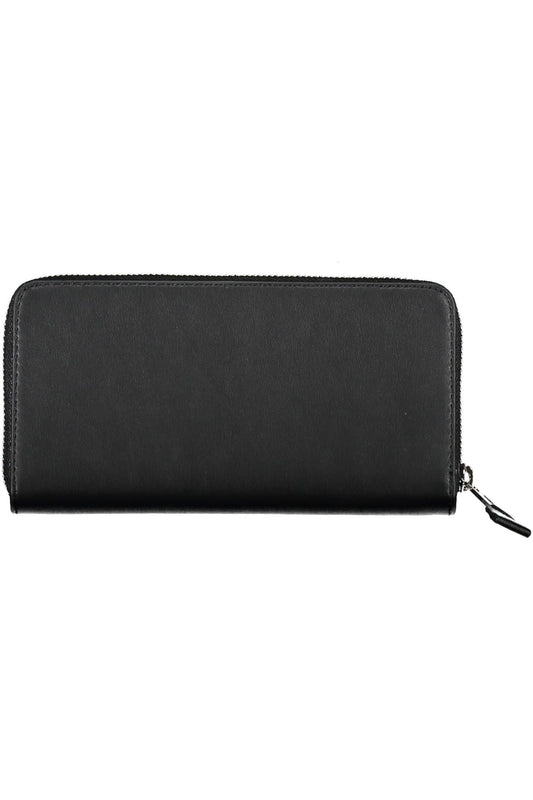 Elegant Black Polyurethane Wallet with Logo