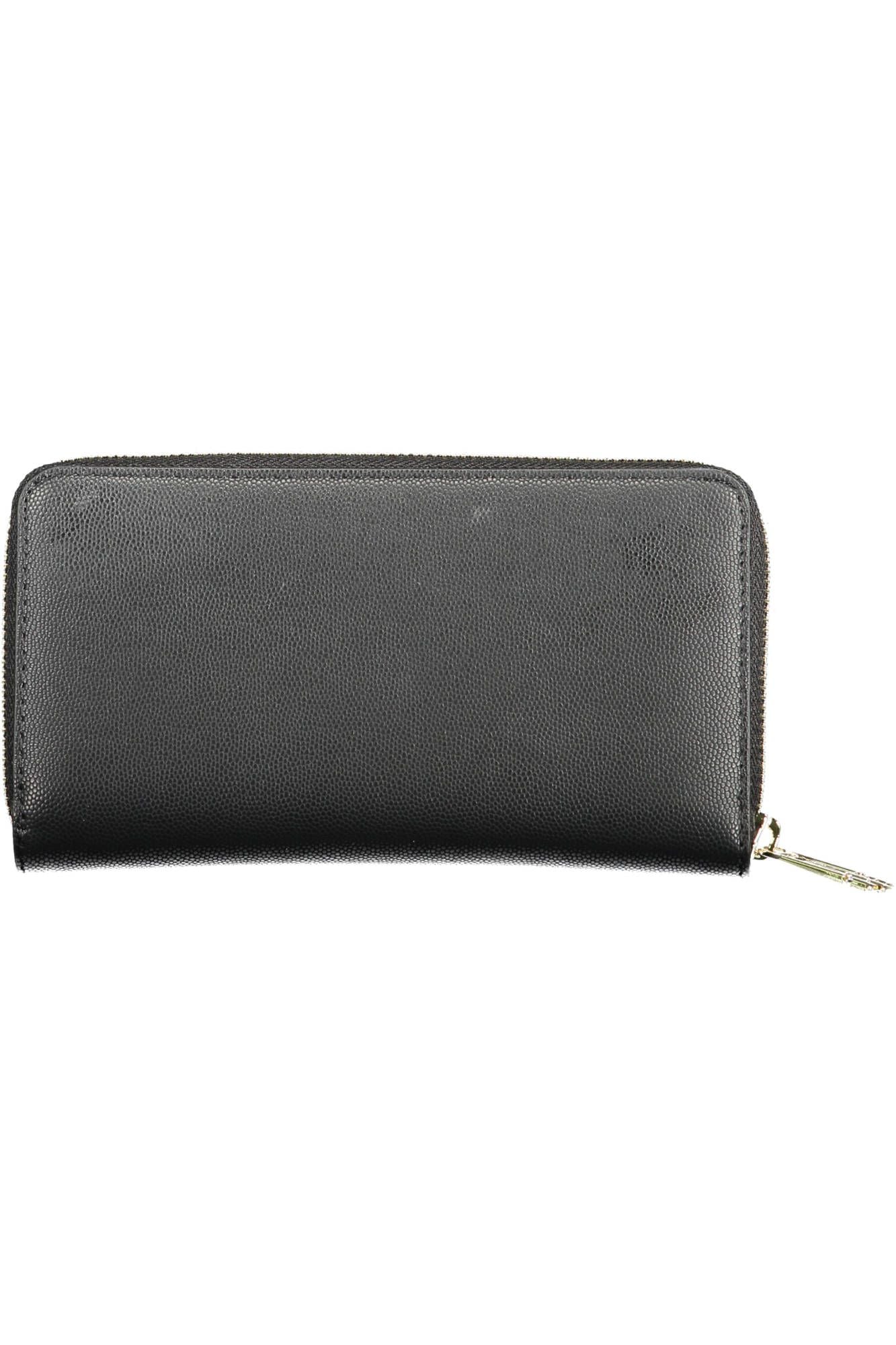 Chic Black Polyurethane Wallet with Logo Detail