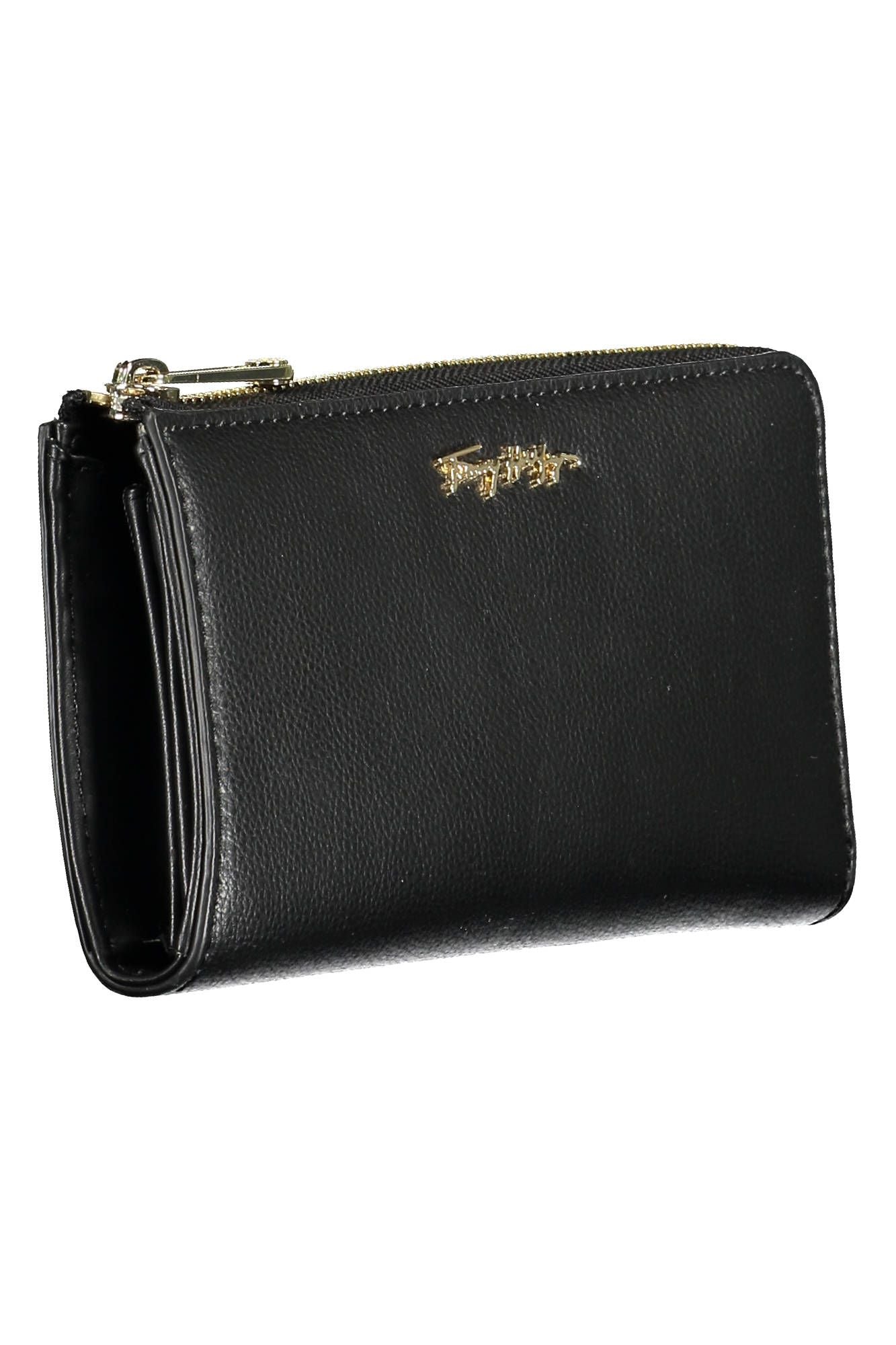 Elegant Black Polyurethane Ladies Wallet