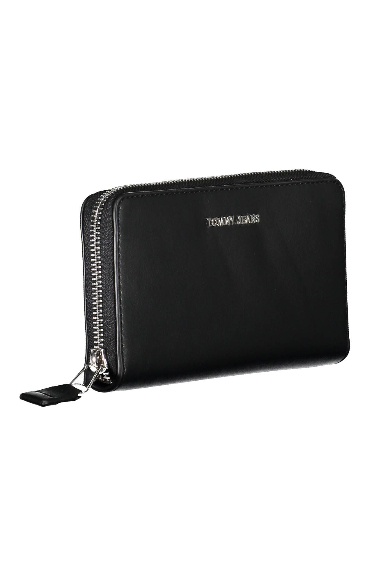 Elegant Black Polyurethane Wallet with Logo