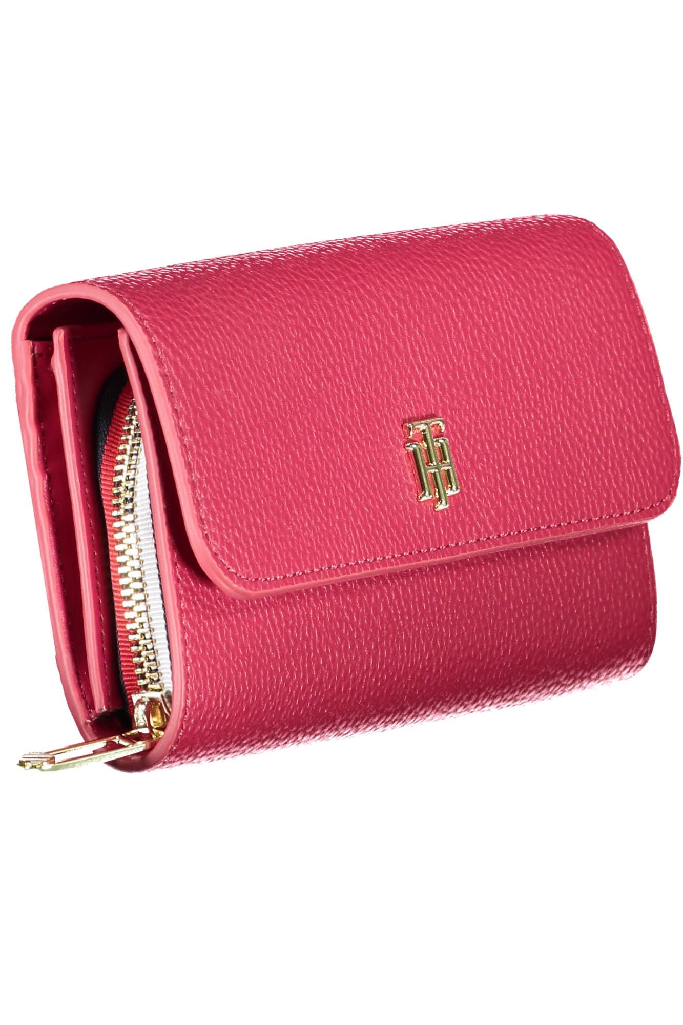 Elegant Red Polyurethane Wallet with Coin Purse