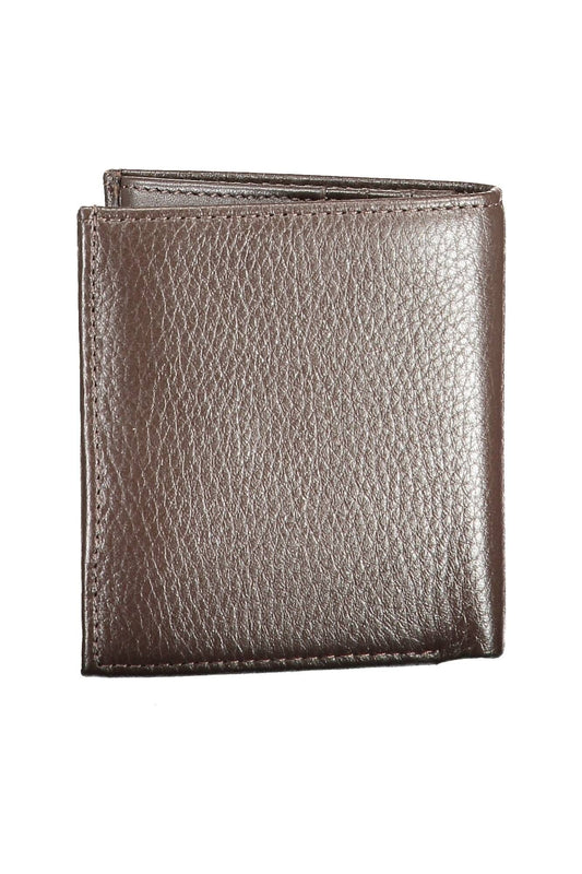 Elegant Brown Leather Dual-Compartment Wallet