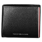 Sleek Black Leather Wallet with Contrasting Accents