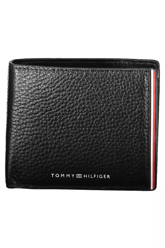 Sleek Black Leather Wallet with Contrasting Accents