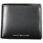Sleek Black Leather Wallet with Contrasting Detail