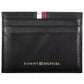 Sleek Black Leather Card Holder with Contrasting Detail