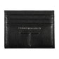Sleek Black Leather Card Holder with Contrast Detail