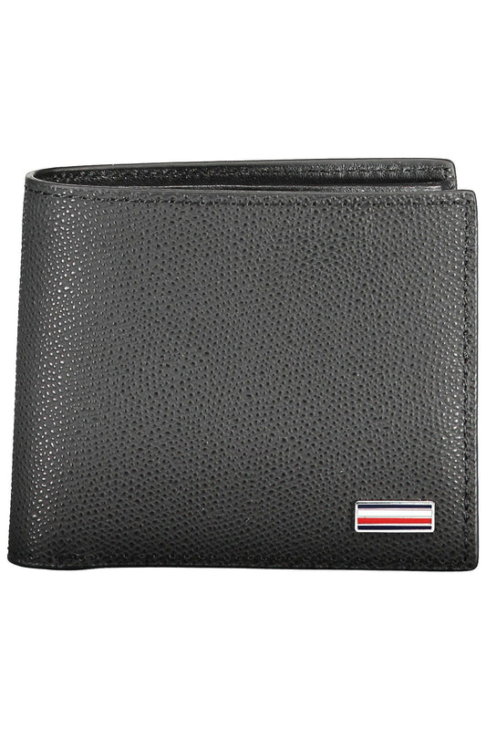 Elegant Black Leather Wallet with Multifunctional Pockets