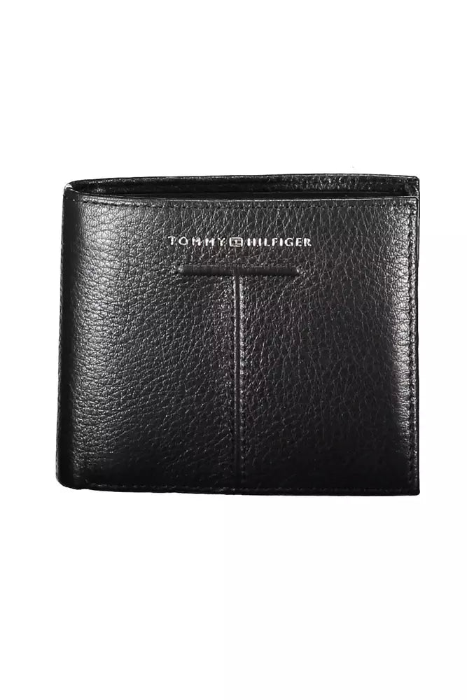 Sleek Black Leather Wallet with RFID Blocker