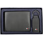 Sleek Black Leather Wallet and Keychain Set