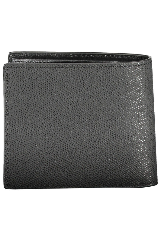 Elegant Black Leather Wallet with Multifunctional Pockets