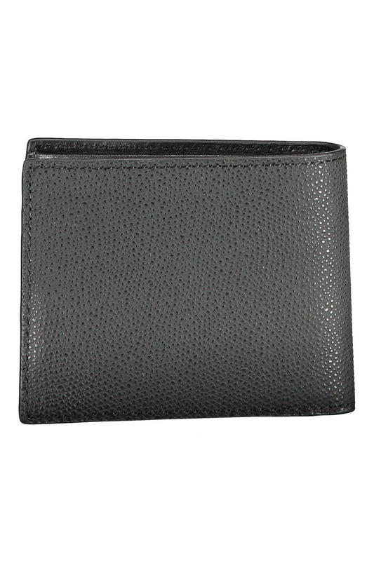 Sleek Black Leather Wallet with Contrasting Accents