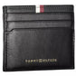 Sleek Black Leather Card Holder with Contrasting Detail