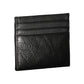 Sleek Black Leather Card Holder with Contrast Detail