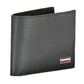 Sleek Black Leather Wallet with Contrasting Accents