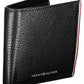 Sleek Black Leather Wallet with Contrasting Accents