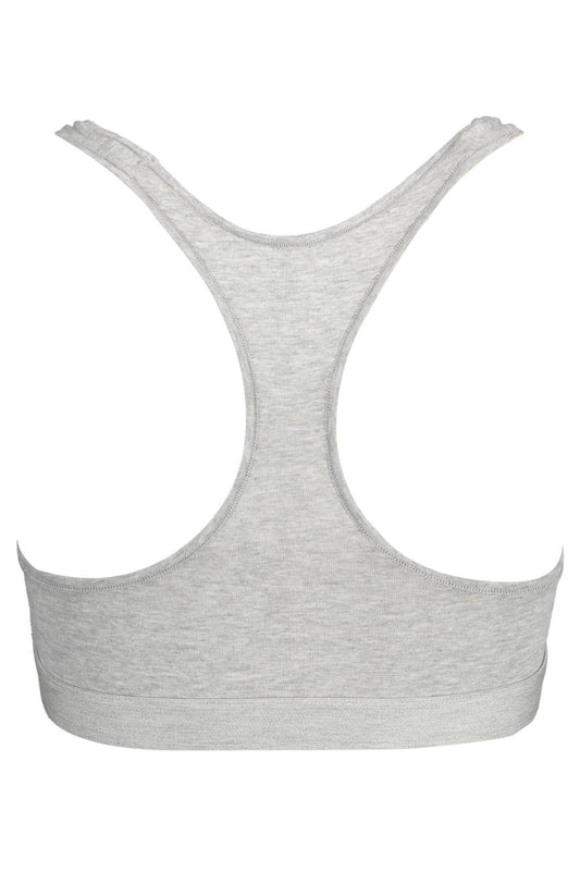 Elegant Gray Sports Bra with Logo Detail