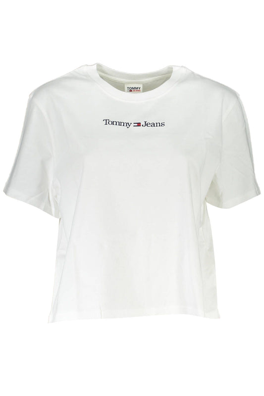 Chic White Embroidered Logo Tee