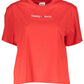 Chic Red Embroidered Cotton Tee