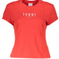 Chic Red Cotton Tee with Signature Print