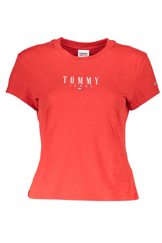 Chic Red Cotton Tee with Signature Print