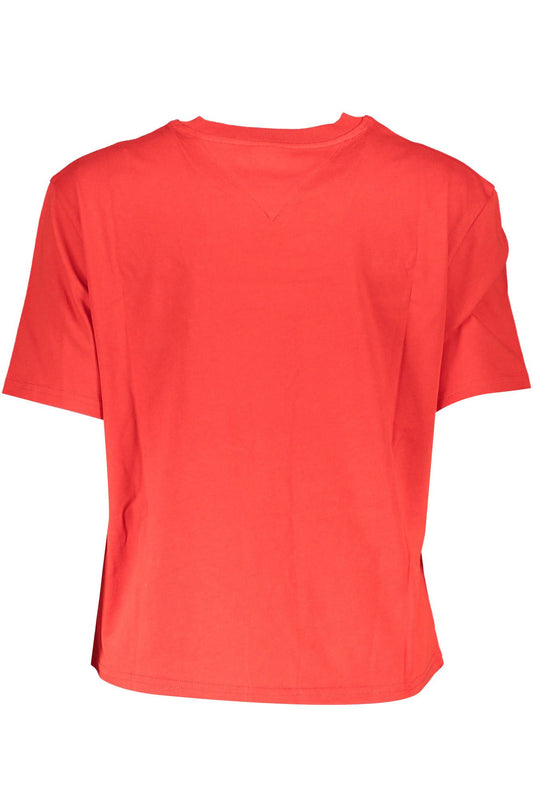Chic Red Embroidered Cotton Tee