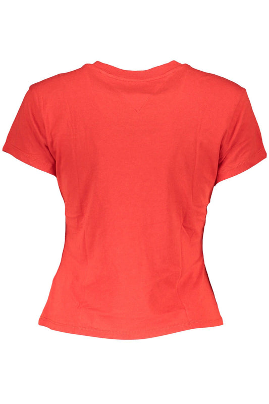 Chic Red Cotton Tee with Signature Print