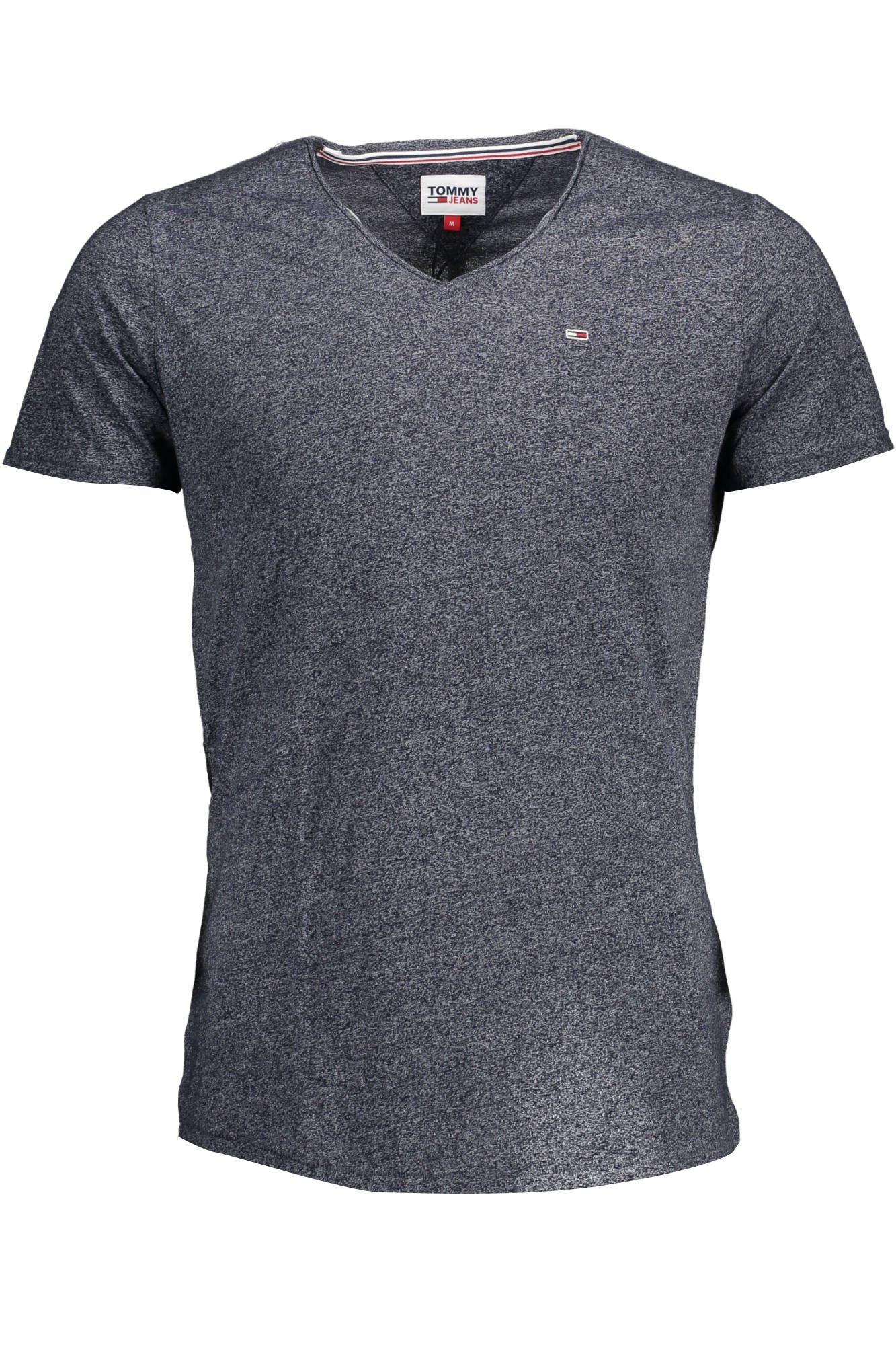 Elegant Blue V-Neck Tee with Embroidered Logo