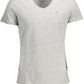 Chic Gray V-Neck Logo Tee