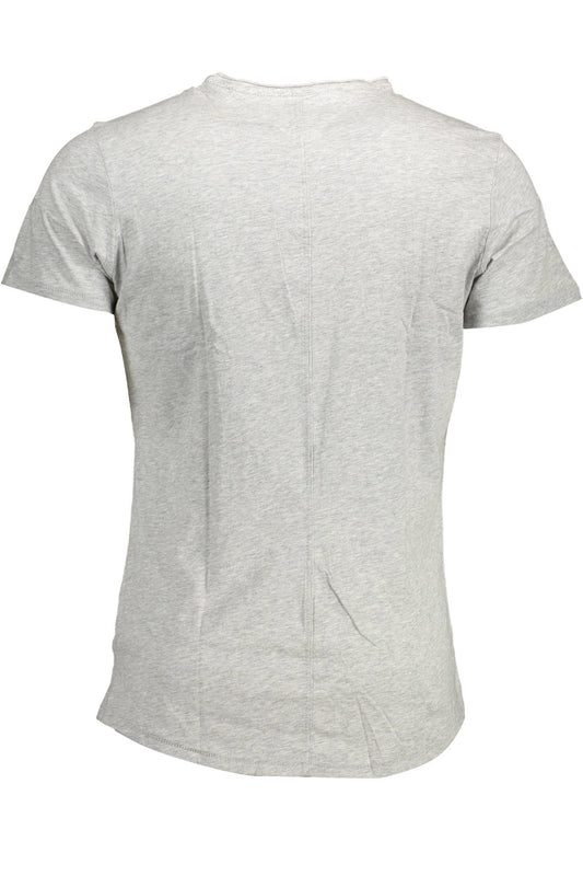 Chic Gray V-Neck Logo Tee