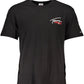 Embroidered Logo Black Tee - Classic Elegance