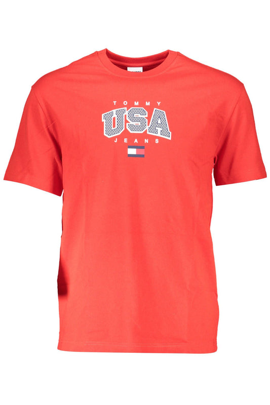 Elegant Red Round Neck Logo Tee