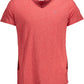 Sleek Red V-Neck Tee with Embroidered Logo