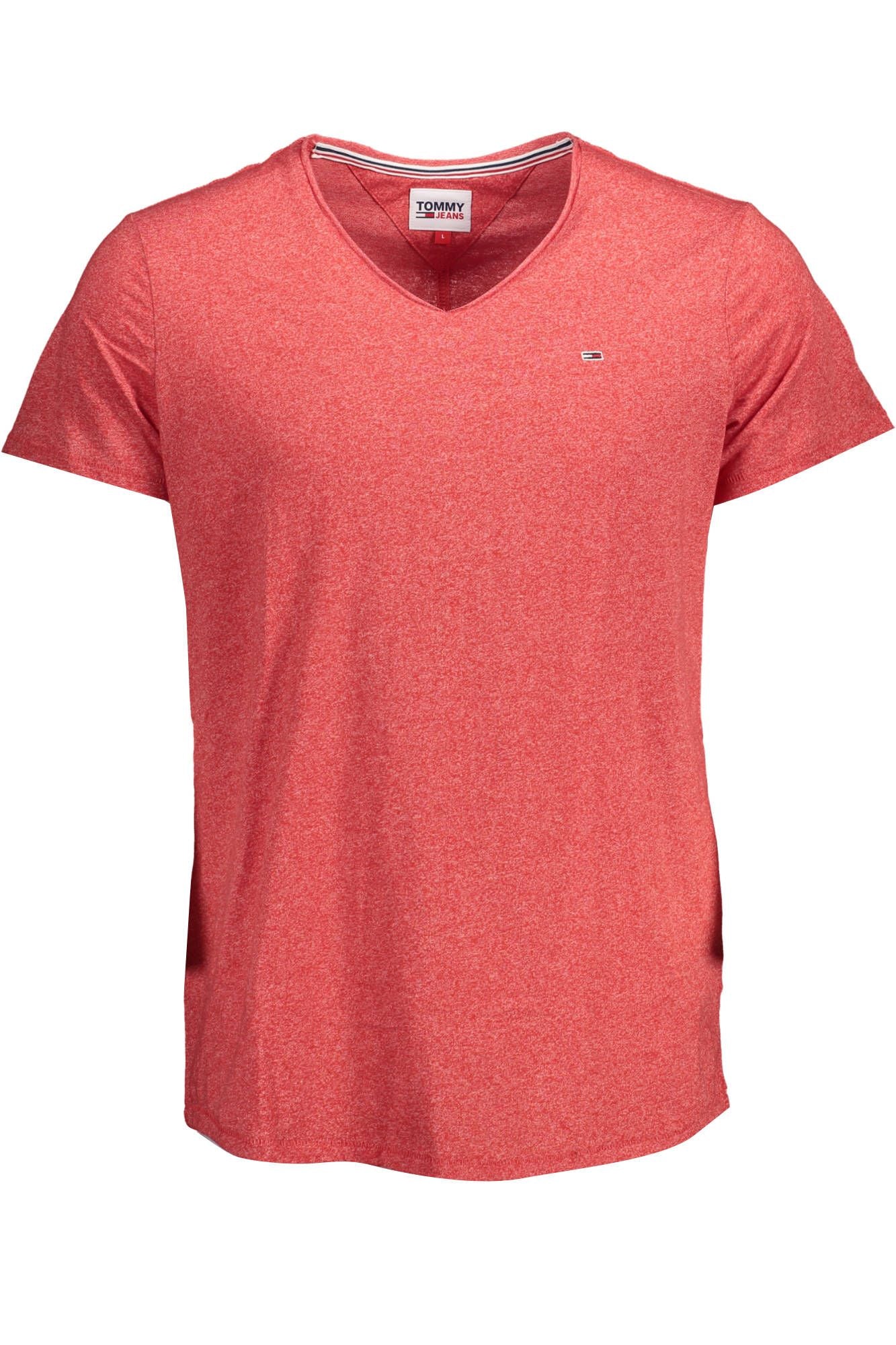 Sleek Red V-Neck Tee with Embroidered Logo