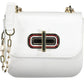 White Leather Classic Shoulder Bag with Contrast Details
