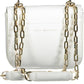 White Leather Classic Shoulder Bag with Contrast Details