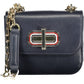 Chic Blue Leather Shoulder Bag with Contrasting Details