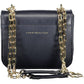 Chic Blue Leather Shoulder Bag with Contrasting Details