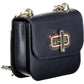 Chic Blue Leather Shoulder Bag with Contrasting Details