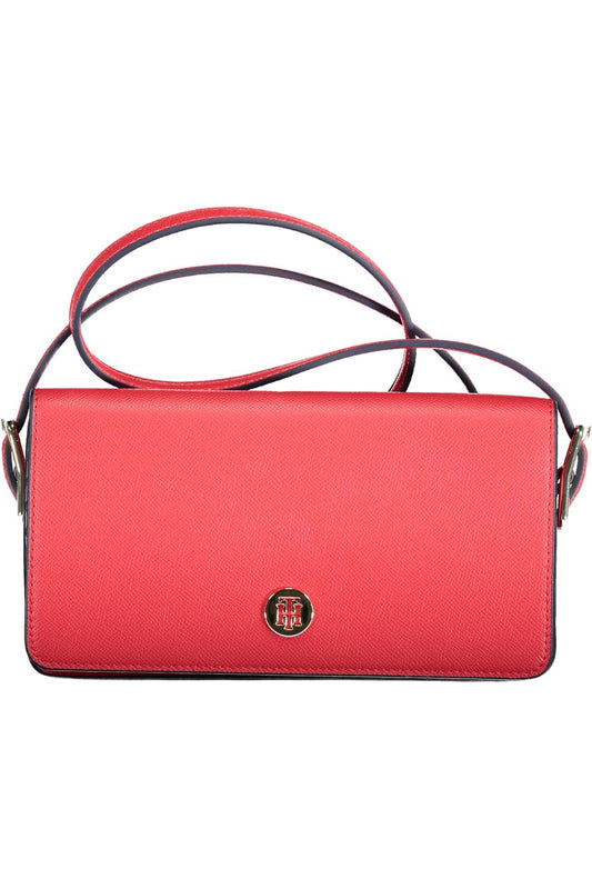 Elegant Red Polyurethane Shoulder Bag