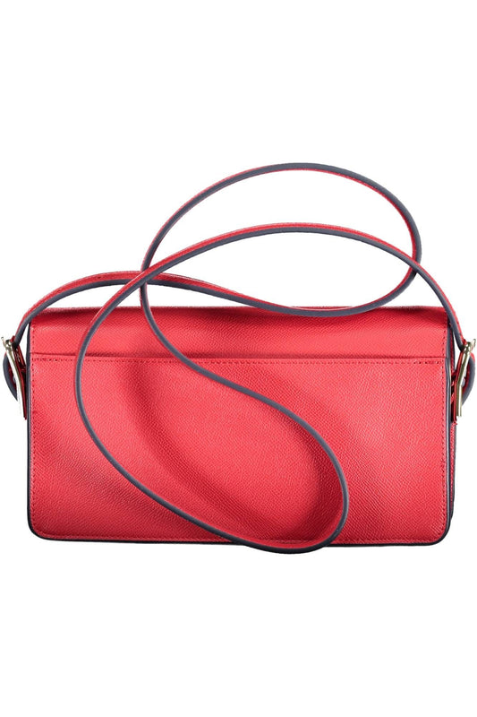 Elegant Red Polyurethane Shoulder Bag