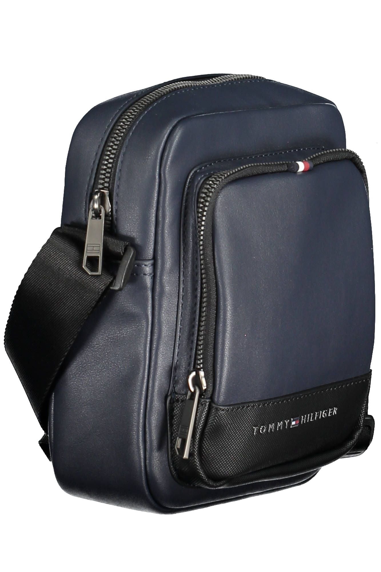 Sleek Blue Polyurethane Shoulder Bag