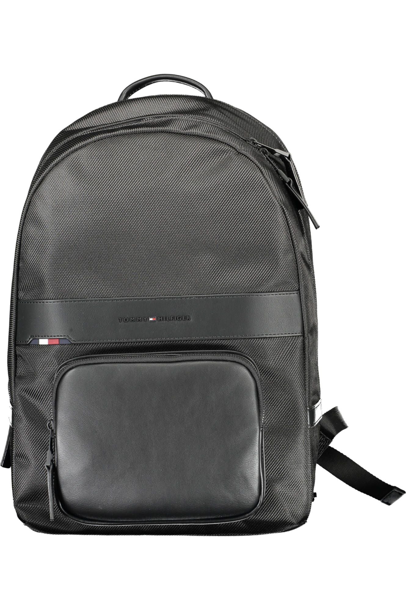 Sleek Black Recycled Polyester Backpack