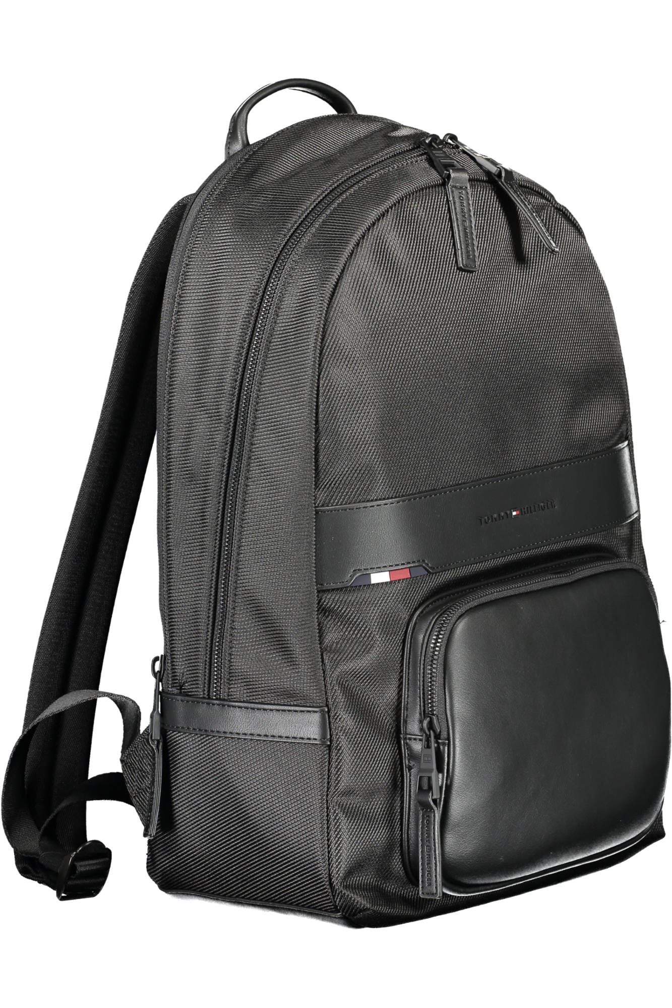 Sleek Black Recycled Polyester Backpack