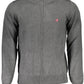 Elegant Gray Long-Sleeved Zip Cardigan