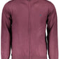 Elegant Crimson Zip Cardigan with Embroidery