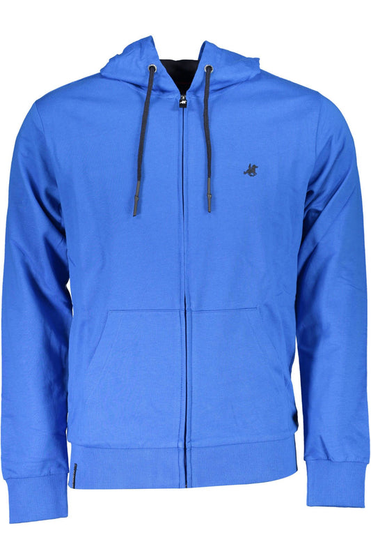 Chic High Collar Hooded Blue Sweatshirt