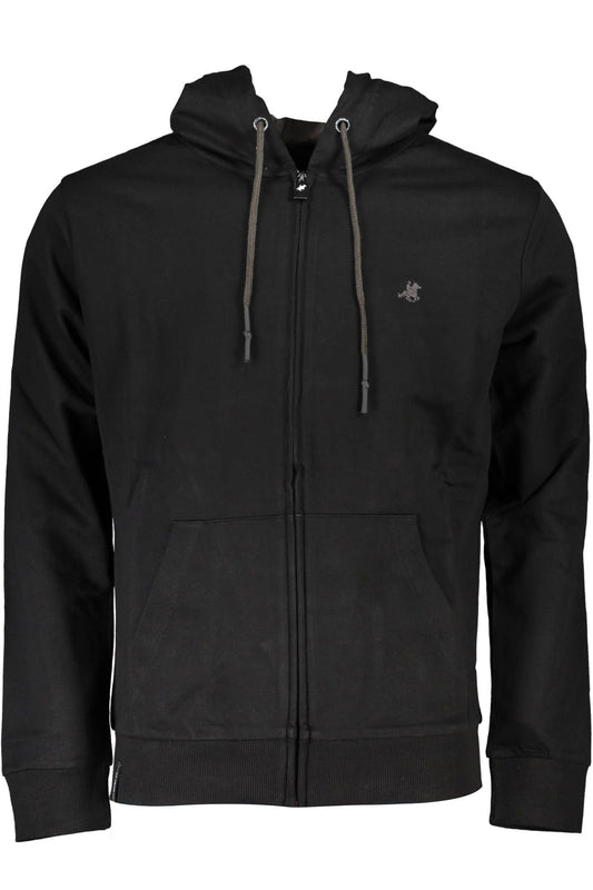 Elegant Black Cotton Hooded Sweatshirt